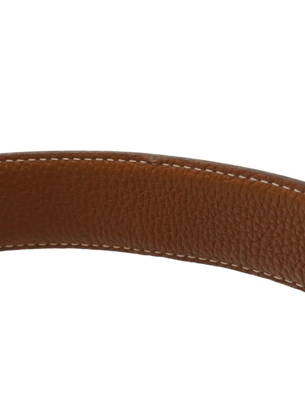 Hermes Belt Buckle Reversible Leather Black Brown Gold 75